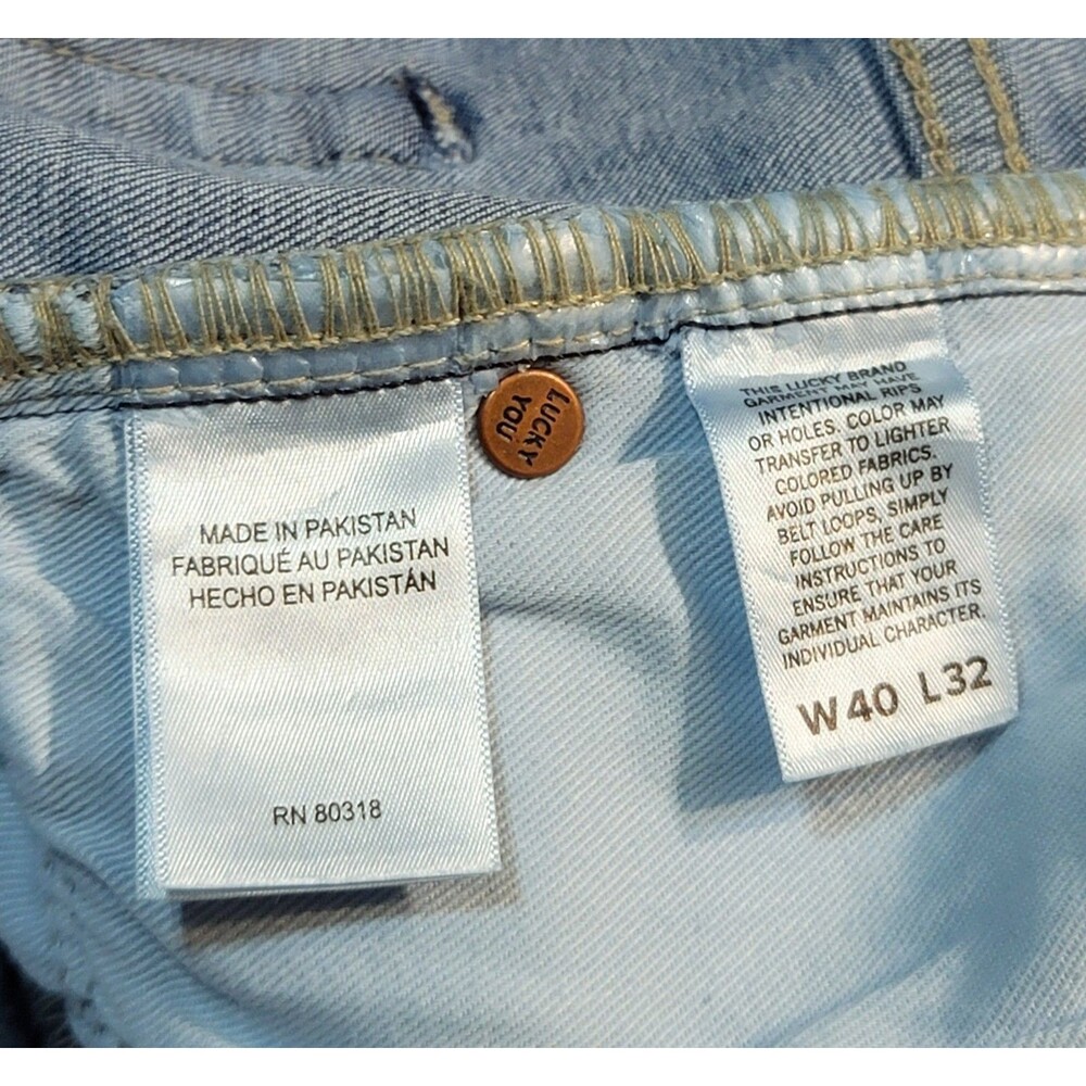 Lucky Brand Mens 223 Straight Stretch Classic 5-Pocket 40x32 Lt Blue Denim Jeans - Picture 16 of 16